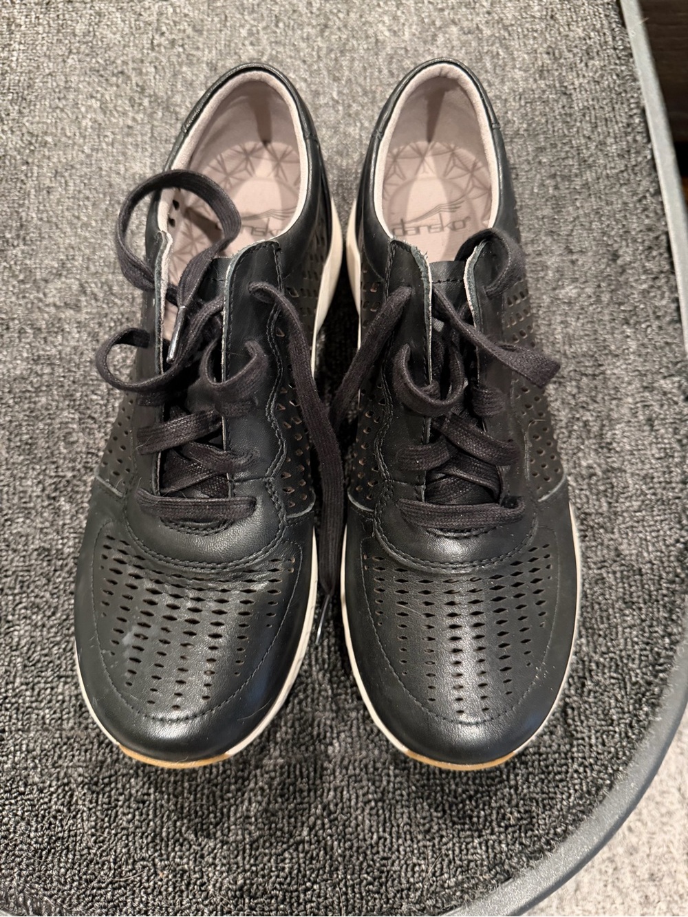 Dansko Black Perforated Leather Lace-Up Athletic Sneakers